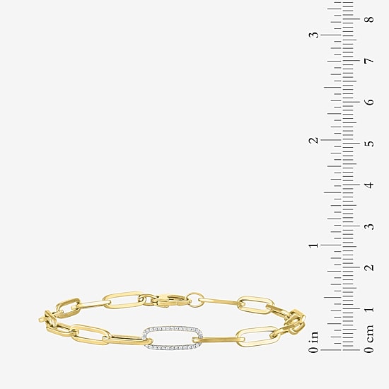 Diamond Addiction (G-H / Si2-I1) Womens Lab Grown Diamond 10K Gold 8 Inch Hollow Paperclip Chain Bracelet