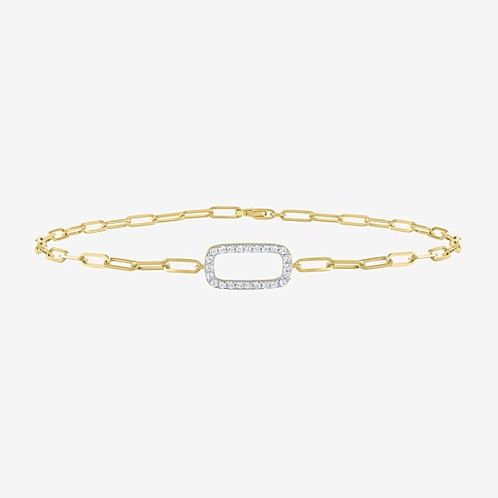 Diamond Addiction (G-H / Si2-I1) Womens 10K Gold 8 Inch Paperclip Chain Bracelet