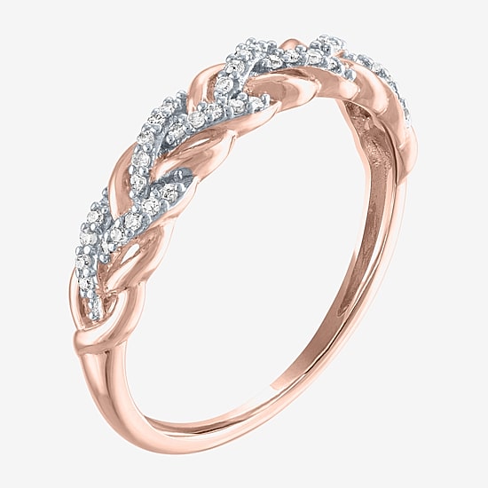 (G-H / Si2-I1) Womens 1/10 CT. T.W. Lab Grown White Diamond 10K Gold Wedding Band