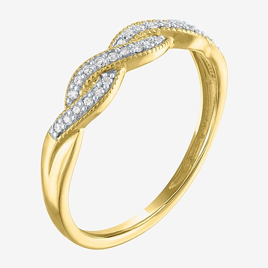 (G-H / Si2-I1) Womens 1/10 CT. T.W. Lab Grown White Diamond 10K Gold Stackable Ring
