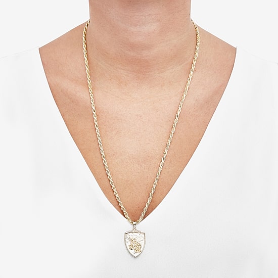 Saint Michael Mens 14K Gold Over Silver 24 Inch Pendant Necklace