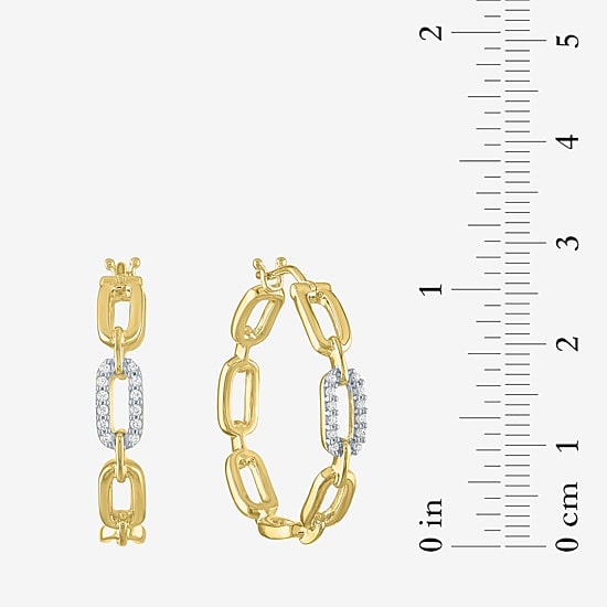 Diamond Addiction (G-H / Si2-I1) Womens 1/10 CT. T.W. Lab Grown White Diamond 14K Gold Over Silver 25.4mm Paperclip Hoop Earrings