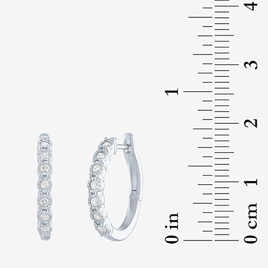 (G-H / I1-I2) Womens 1/4 CT. T.W. Lab Grown White Diamond Sterling Silver 20mm Hoop Earrings