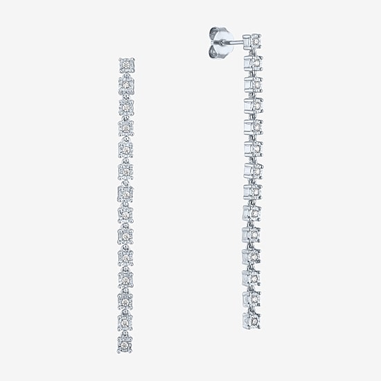 (G-H / I1-I2) Womens 1/4 CT. T.W. Lab Grown White Diamond Sterling Silver Drop Earrings