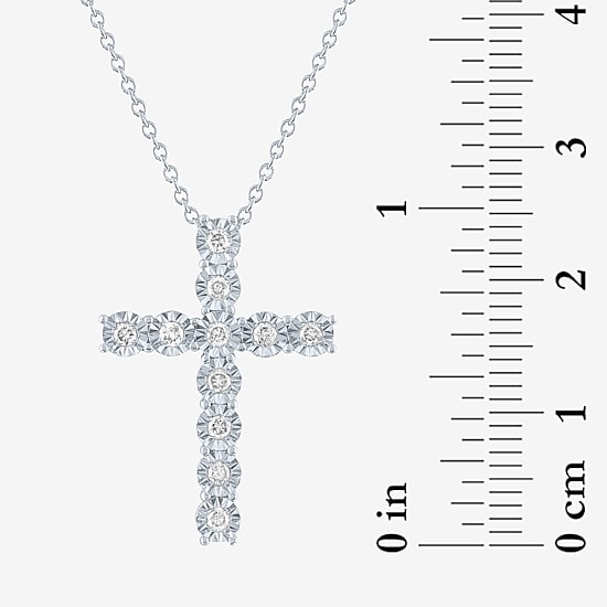 (G-H / I1-I2) Womens 1/4 CT. T.W. Lab Grown White Diamond Sterling Silver Cross 18 Inch Pendant Necklace