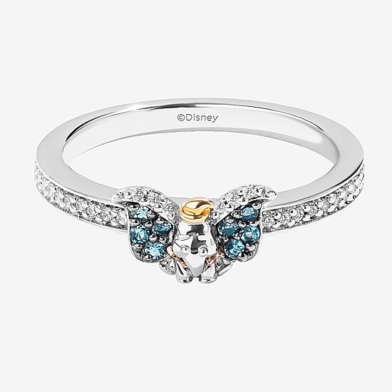 Disney Jewels Collection Womens 1/10 CT. Natural White Diamond 14K Gold Over Silver Dumbo Cocktail Ring