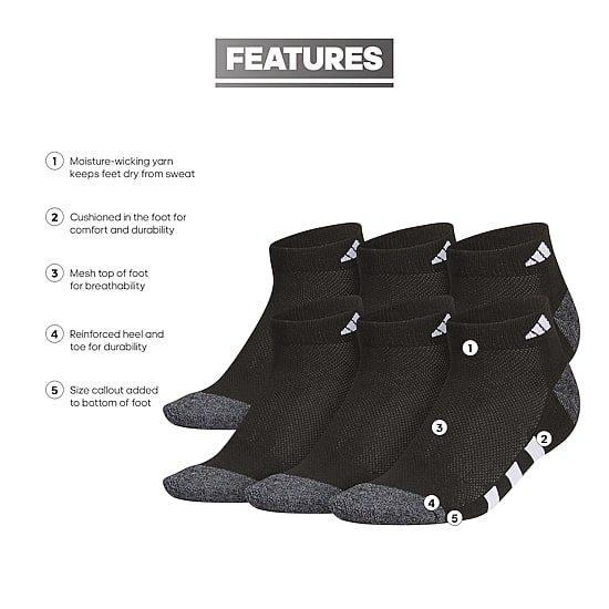 adidas Little & Big Boys 6 Pair Low Cut Socks