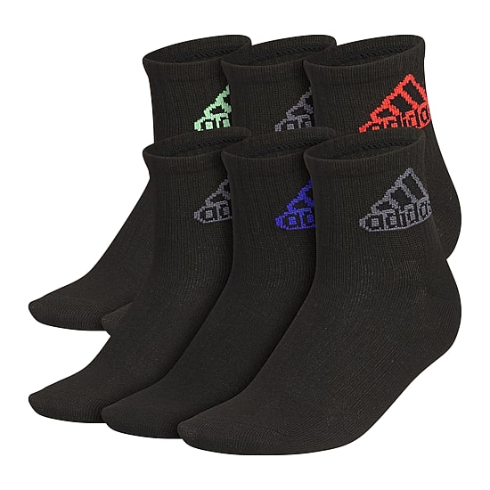 adidas Little & Big Kid Boys 6 Pair Quarter Ankle Socks