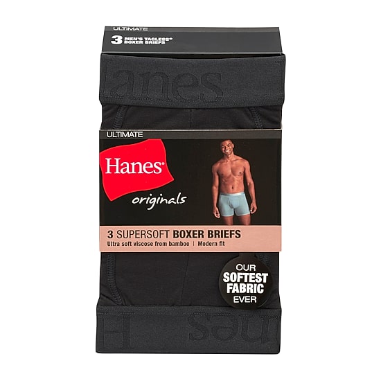 Hanes Originals Supersoft Mens 3 Pack Boxer Briefs Uo2ba3