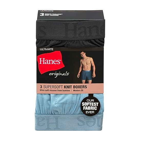 Hanes Originals Supersoft Mens 3 Pack Boxers Uo2kb3