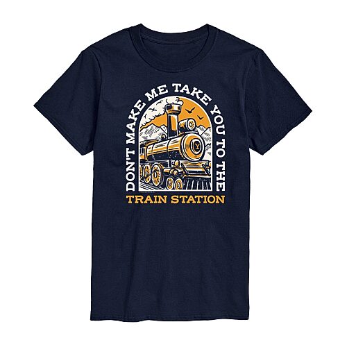 Hybrid Apparel Dont Make Me Take You Train Station Men's Short Sleeve Tee - Navy