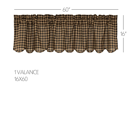 Vhc Brands Country Check Rod Pocket Scallop Valance