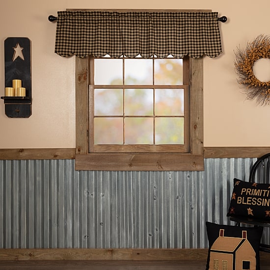 Vhc Brands Country Check Rod Pocket Scallop Valance