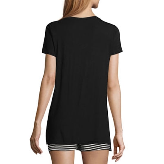 Ambrielle Womens V Neck Short Sleeve Pajama Top