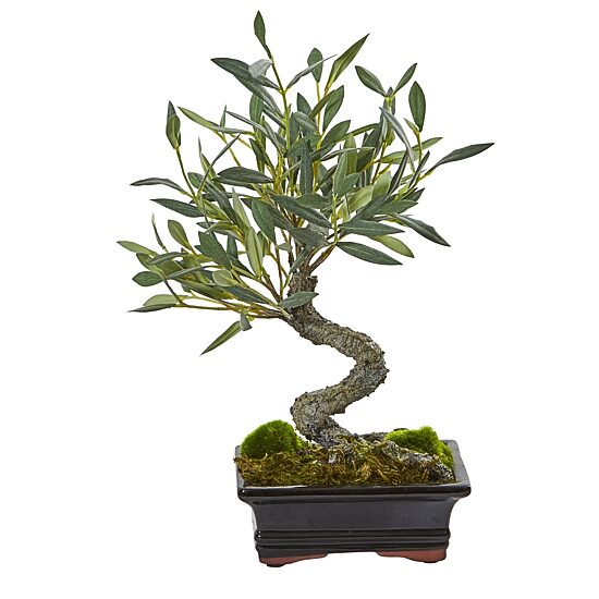 Nearly Natural Mini Olive Bonsai Artificial Tree