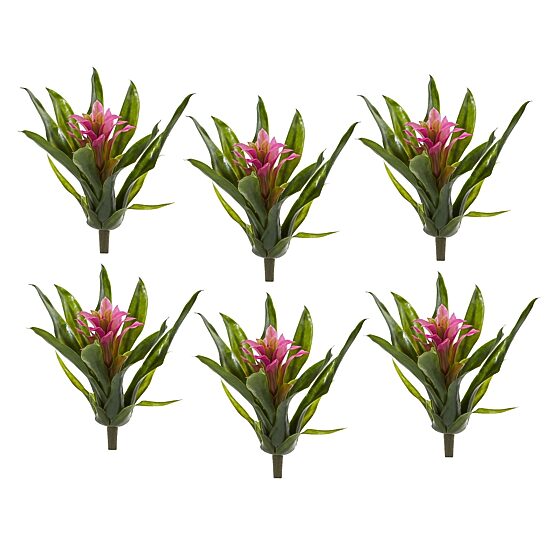 10” Bromeliad Artificial Flower Stem; Set of 6