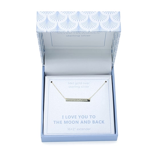 Silver Treasures Love You To the Moon and Back Sterling Silver 16 Inch Cable Pendant Necklace
