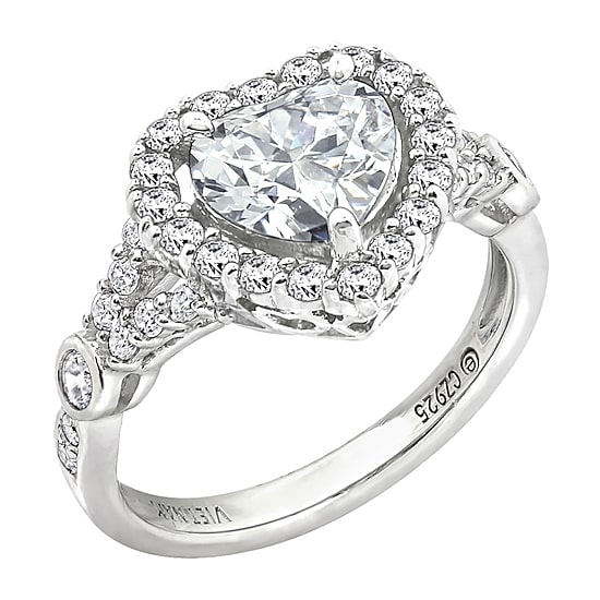 Womens 2 CT. T.W. Cubic Zirconia Sterling Silver Heart Engagement Ring