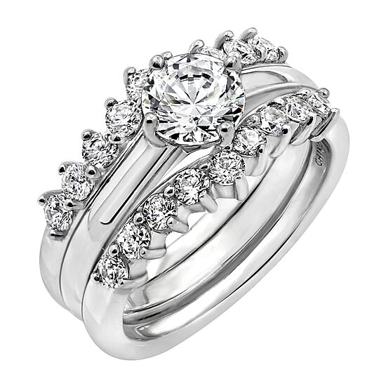 Womens 2 3/4 CT. T.W. Cubic Zirconia Sterling Silver Flower Bridal Set
