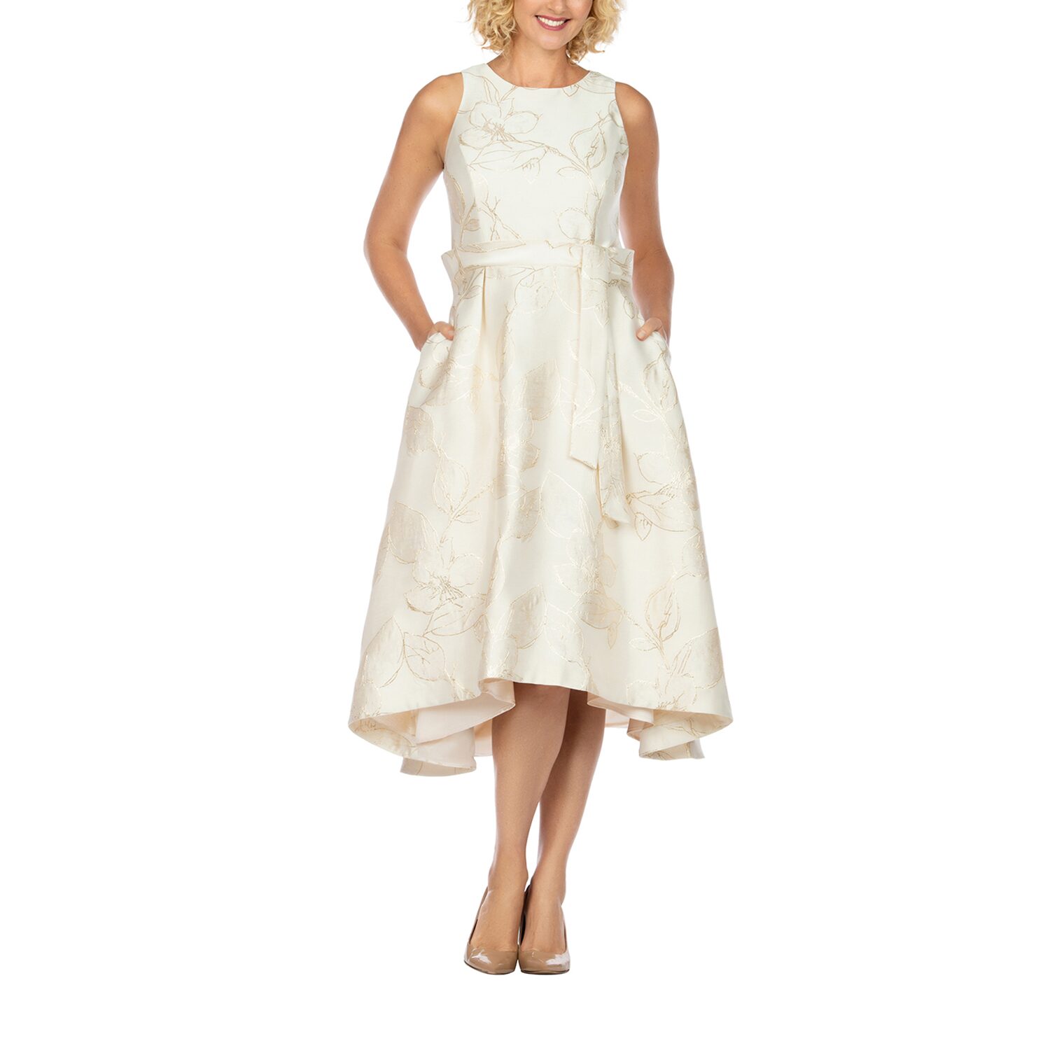 Giovanna Collection Womens Plus High-Low Crew Neck Sleeveless Floral Fit + Flare Dress