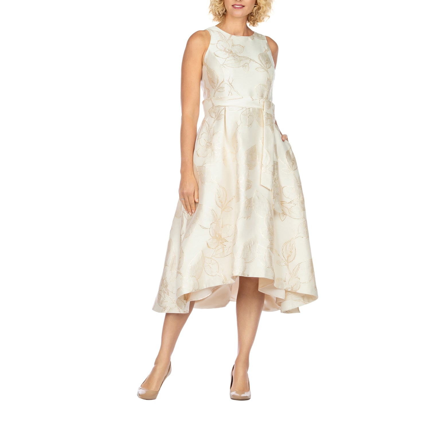 Giovanna Collection Womens Plus High-Low Crew Neck Sleeveless Floral Fit + Flare Dress