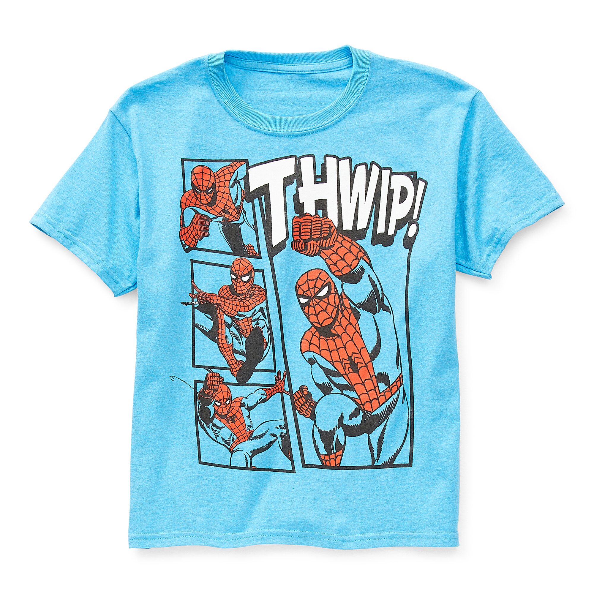 Disney Collection Little & Big Kid Boys Crew Neck Short Sleeve Regular Fit Avengers Marvel Spiderman Graphic T-Shirt