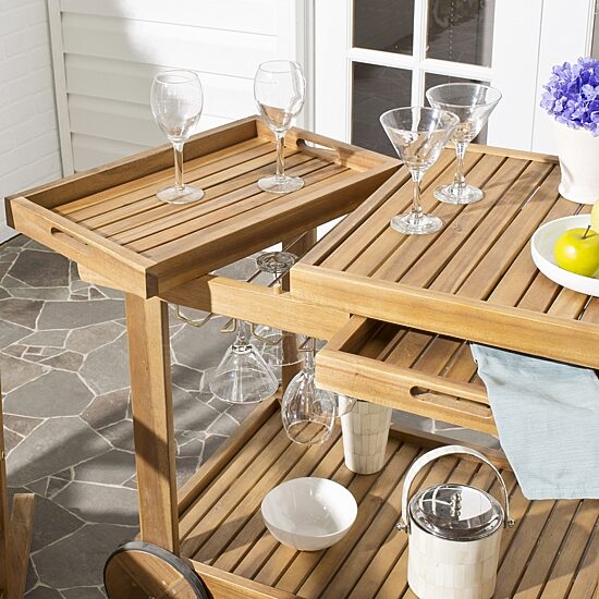 Safavieh Orland Patio Collection Wood-Top Serving Cart