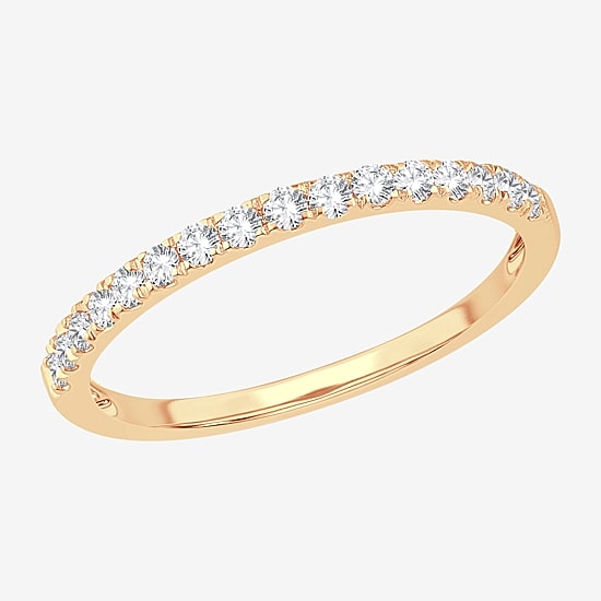 (H-I / Si1-Si2) Womens 1/4 CT. T.W. Lab Grown White Diamond 10K Gold Wedding Band