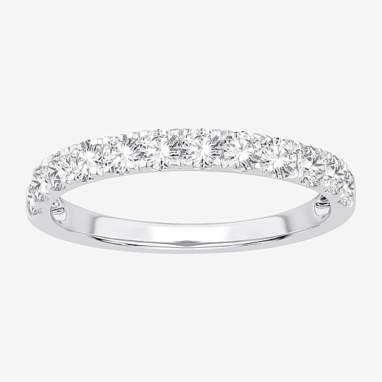 (H-I / Si1-Si2) Womens 2MM 3/4 CT. T.W. Lab Grown White Diamond 10K Gold Wedding Band