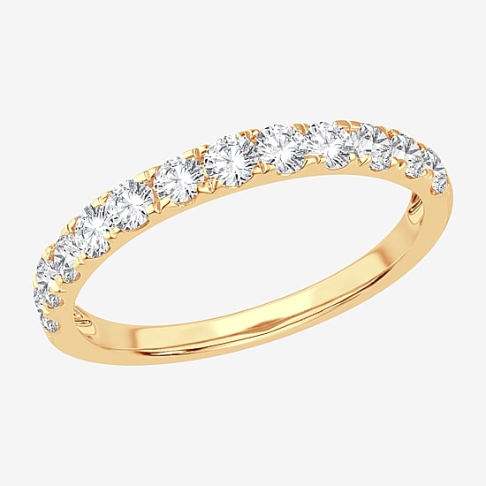 (H-I / Si1-Si2) Womens 2MM 3/4 CT. T.W. Lab Grown White Diamond 10K Gold Wedding Band