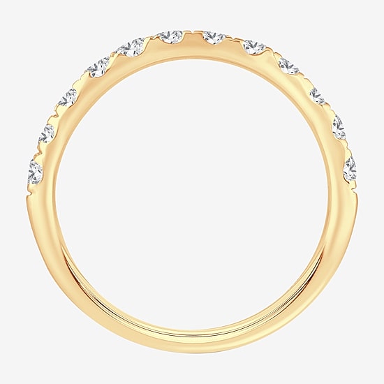 (H-I / Si1-Si2) Womens 2MM 3/4 CT. T.W. Lab Grown White Diamond 10K Gold Wedding Band
