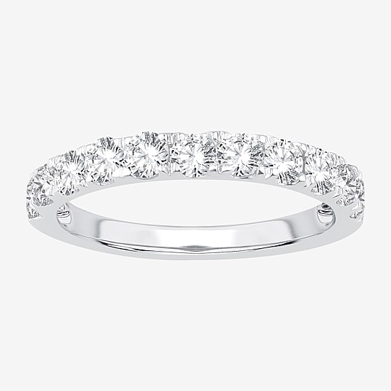(H-I / Si1-Si2) Womens 2MM 1 CT. T.W. Lab Grown White Diamond 10K Gold Wedding Band