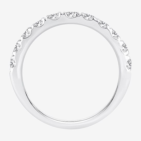(H-I / Si1-Si2) Womens 2MM 1 CT. T.W. Lab Grown White Diamond 10K Gold Wedding Band