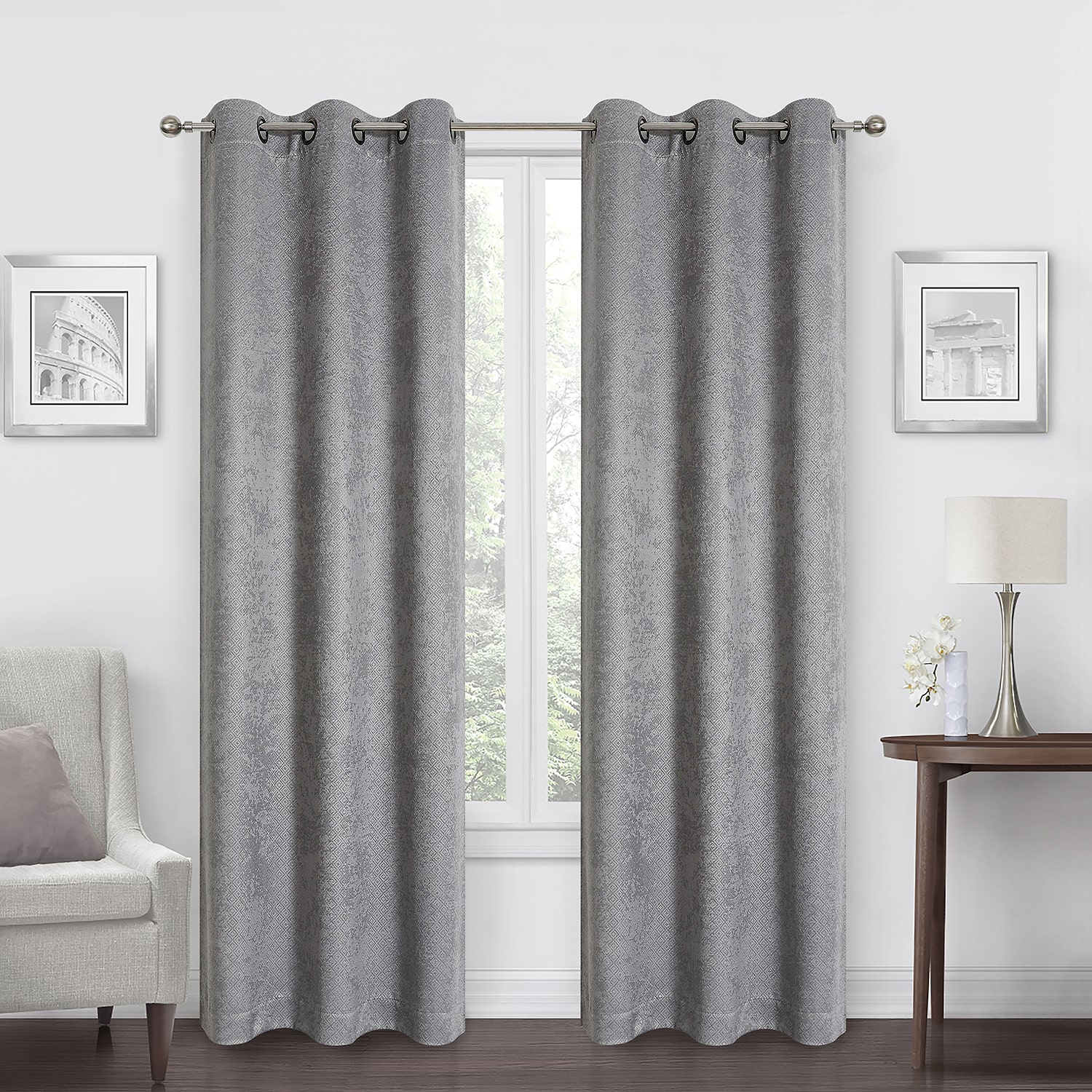 Regal Home Diamond Embossed Grommet Top Energy Saving Blackout Set of 2 Curtain Panel