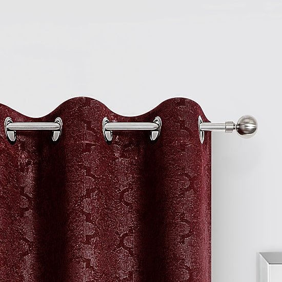 Regal Home Stripe Geo Embossed Grommet Top Energy Saving Blackout Set of 2 Curtain Panel