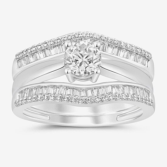 Womens 1/2 CT. T.W. Natural White Diamond 10K Gold Ring Guard