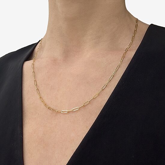 Womens 18 - 20 Inch 14K Gold Link Necklace Paperclip