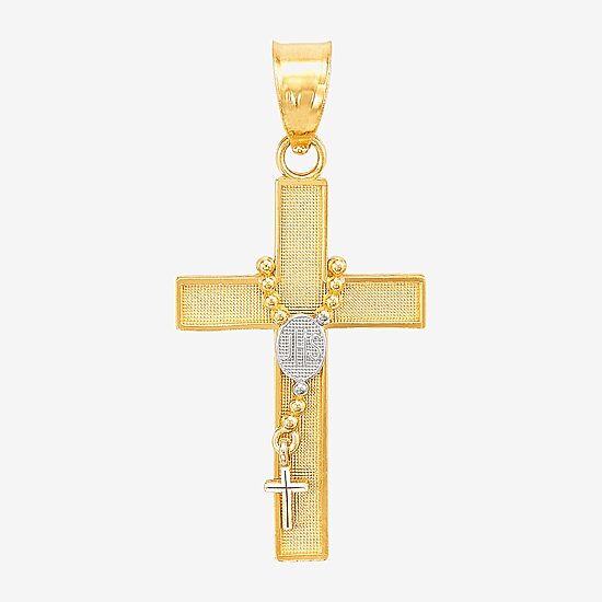 Unisex Adult 14K Two Tone Gold Cross Pendant
