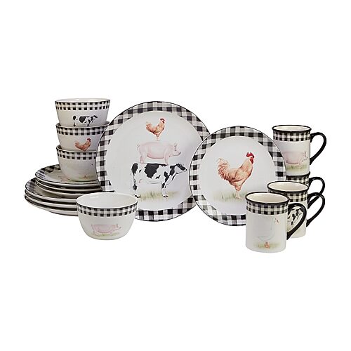 Certified International On The Farm 16-pc. Earthenware Dinnerware Set, One Size, White