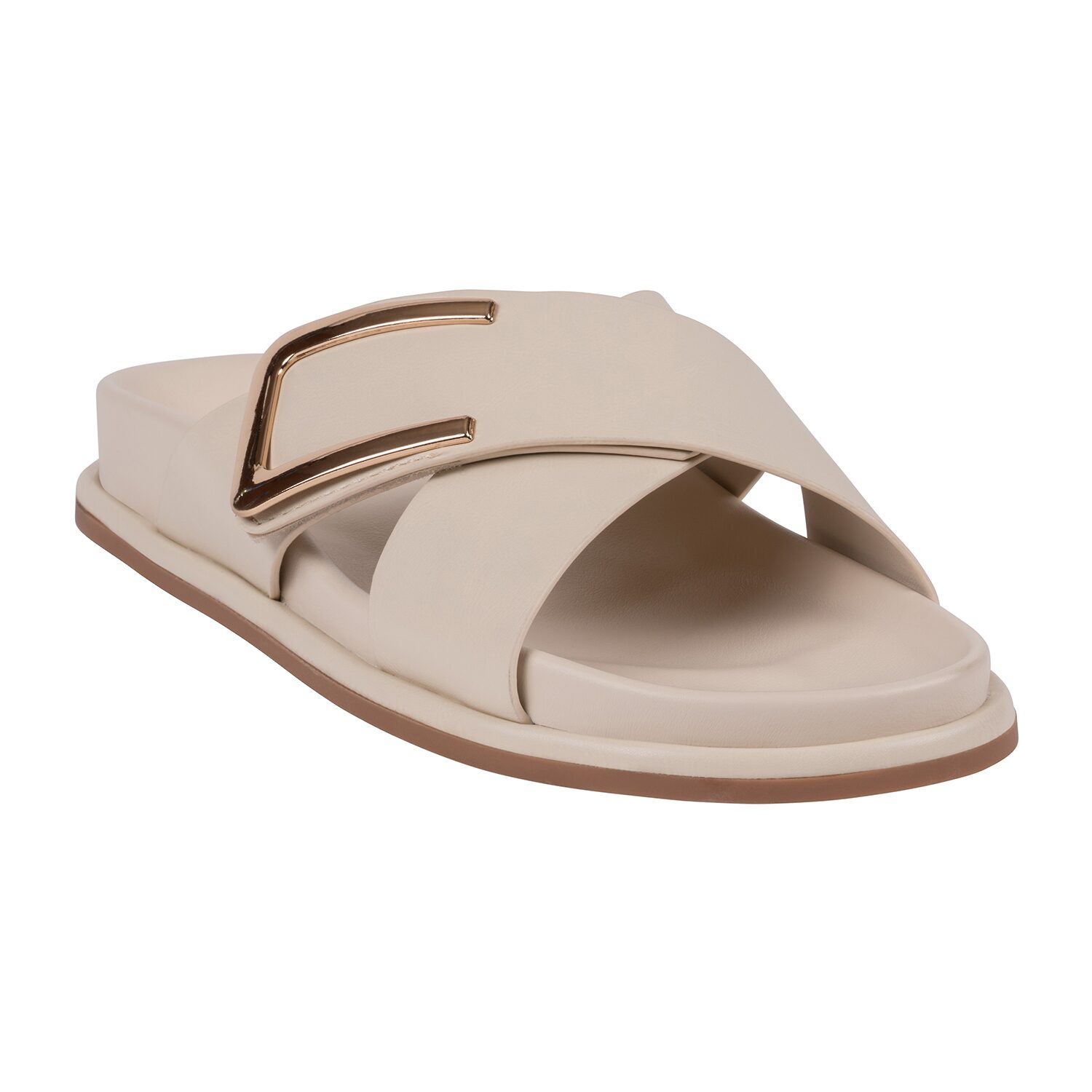 GC Shoes Womens Weekend Minimal Hardware Criss Cross Strap Flat Sandals