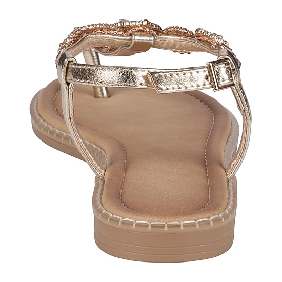 GC Shoes Womens Cali Embellished Adjustable Strap Flat Sandals