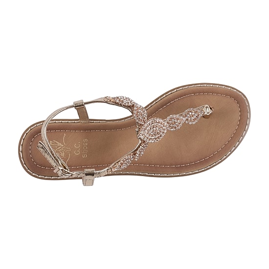 GC Shoes Womens Cali Embellished Adjustable Strap Flat Sandals