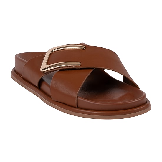 GC Shoes Womens Weekend Minimal Hardware Criss Cross Strap Flat Sandals