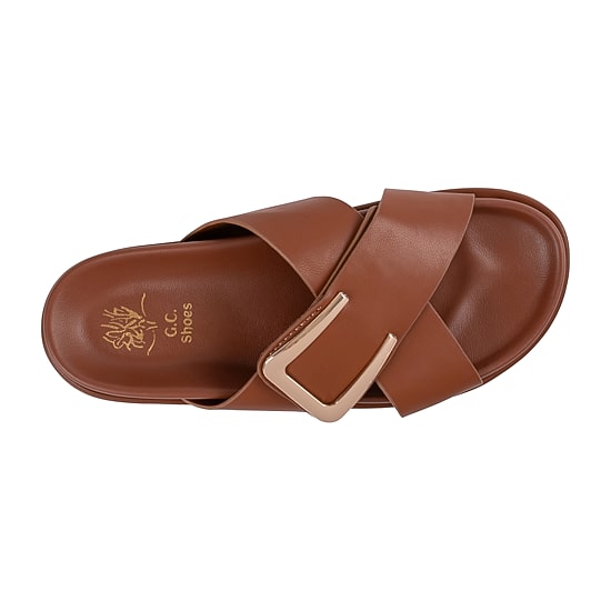 GC Shoes Womens Weekend Minimal Hardware Criss Cross Strap Flat Sandals