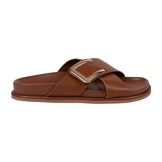 GC Shoes Womens Weekend Minimal Hardware Criss Cross Strap Flat Sandals