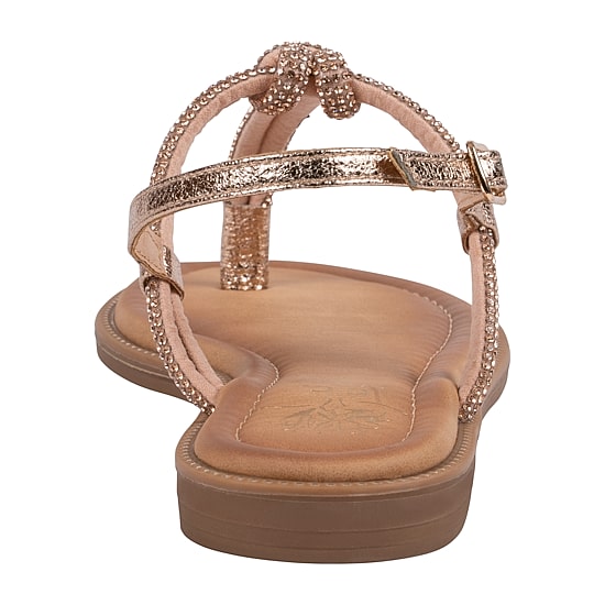 GC Shoes Womens Alonde Knotted Embellished Ankle Strap Flat Sandals