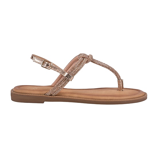 GC Shoes Womens Alonde Knotted Embellished Ankle Strap Flat Sandals