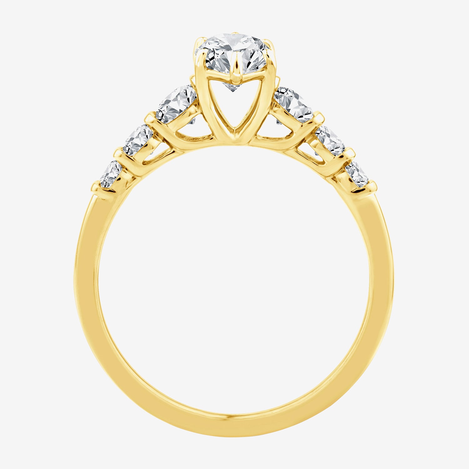 F / Vs2) Womens / CT. T.W. Lab Grown White Diamond 10K Gold Marquise Side Stone Engagement Ring