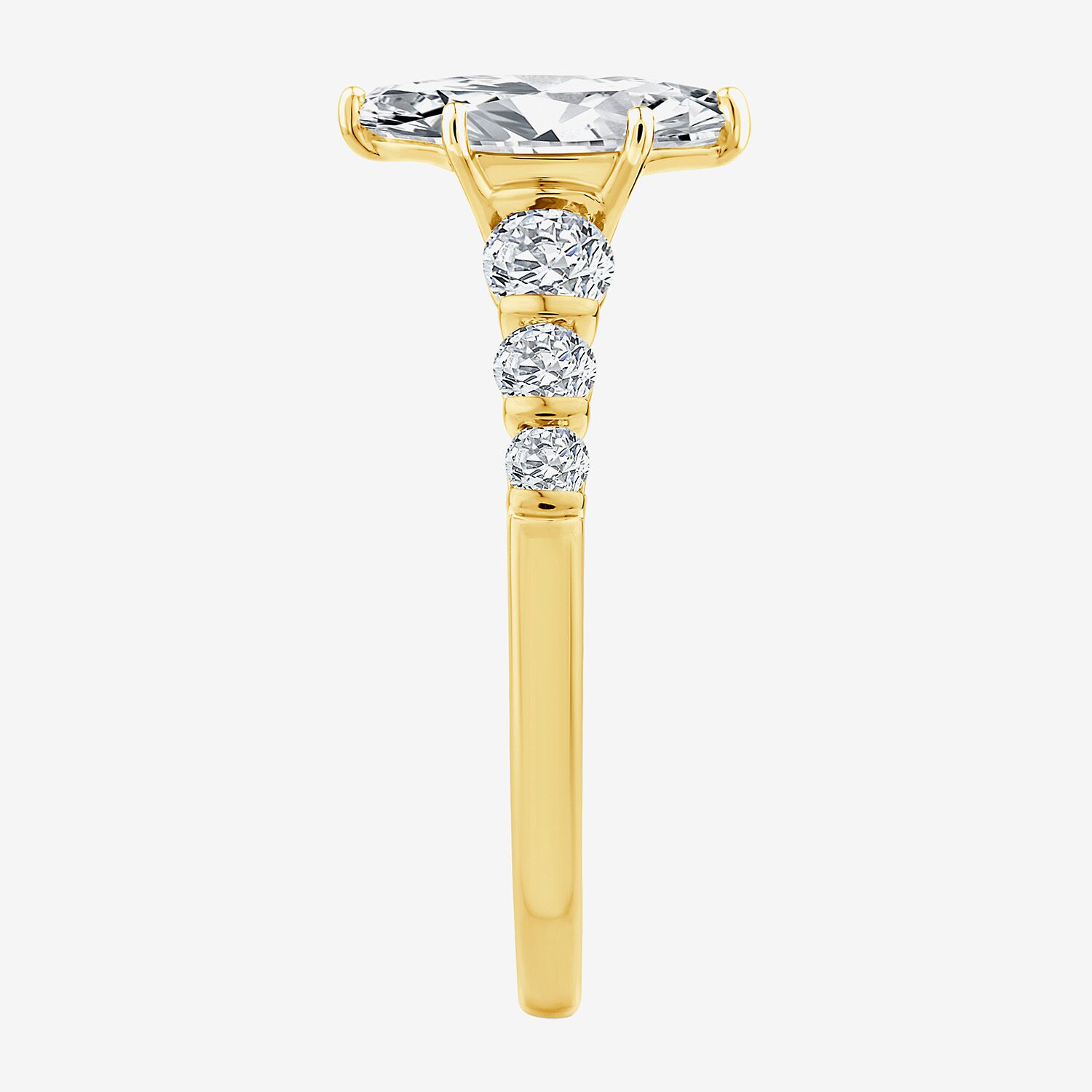 F / Vs2) Womens / CT. T.W. Lab Grown White Diamond 10K Gold Marquise Side Stone Engagement Ring
