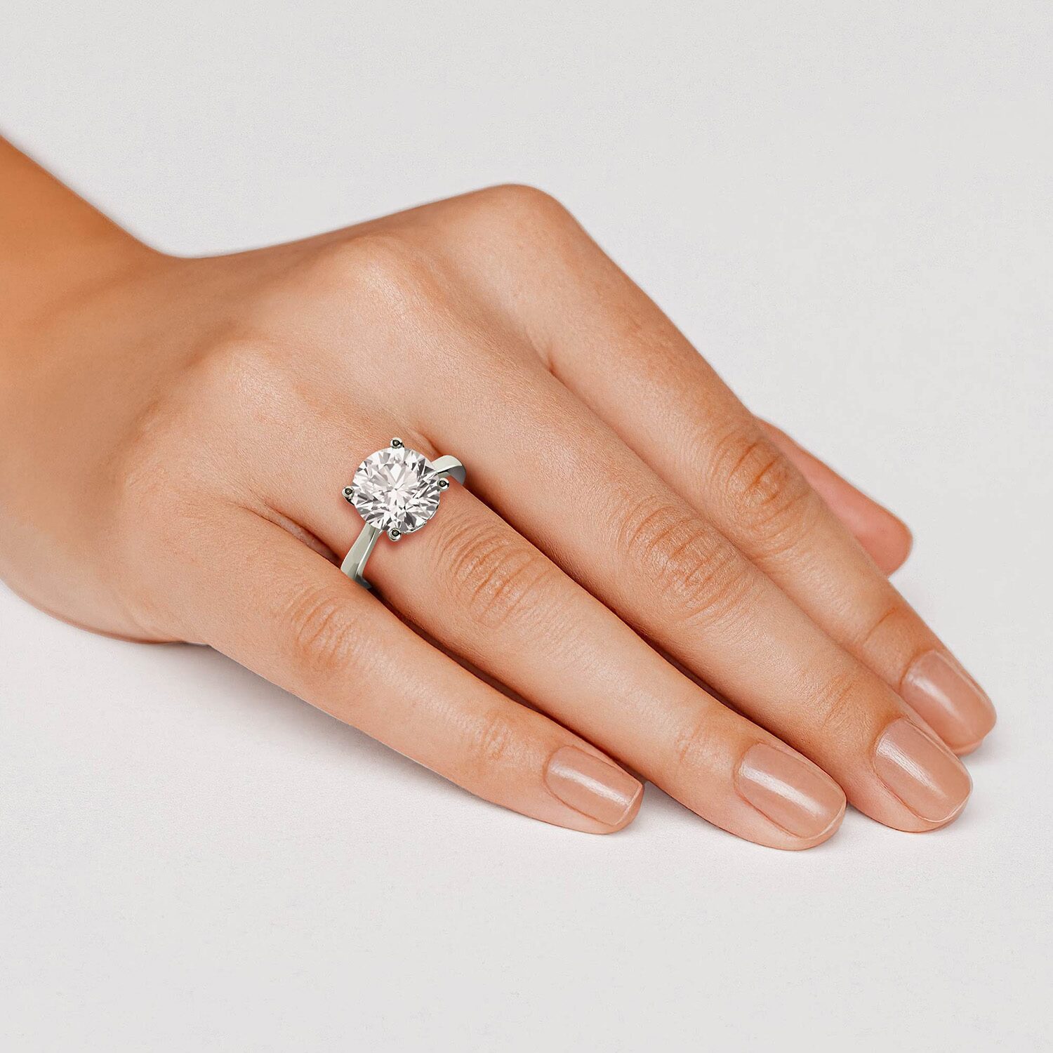 Grown Gorgeous (F / Vs2) Womens 3 3/4 CT. T.W. Lab White Diamond 14K Gold Round Solitaire Engagement Ring